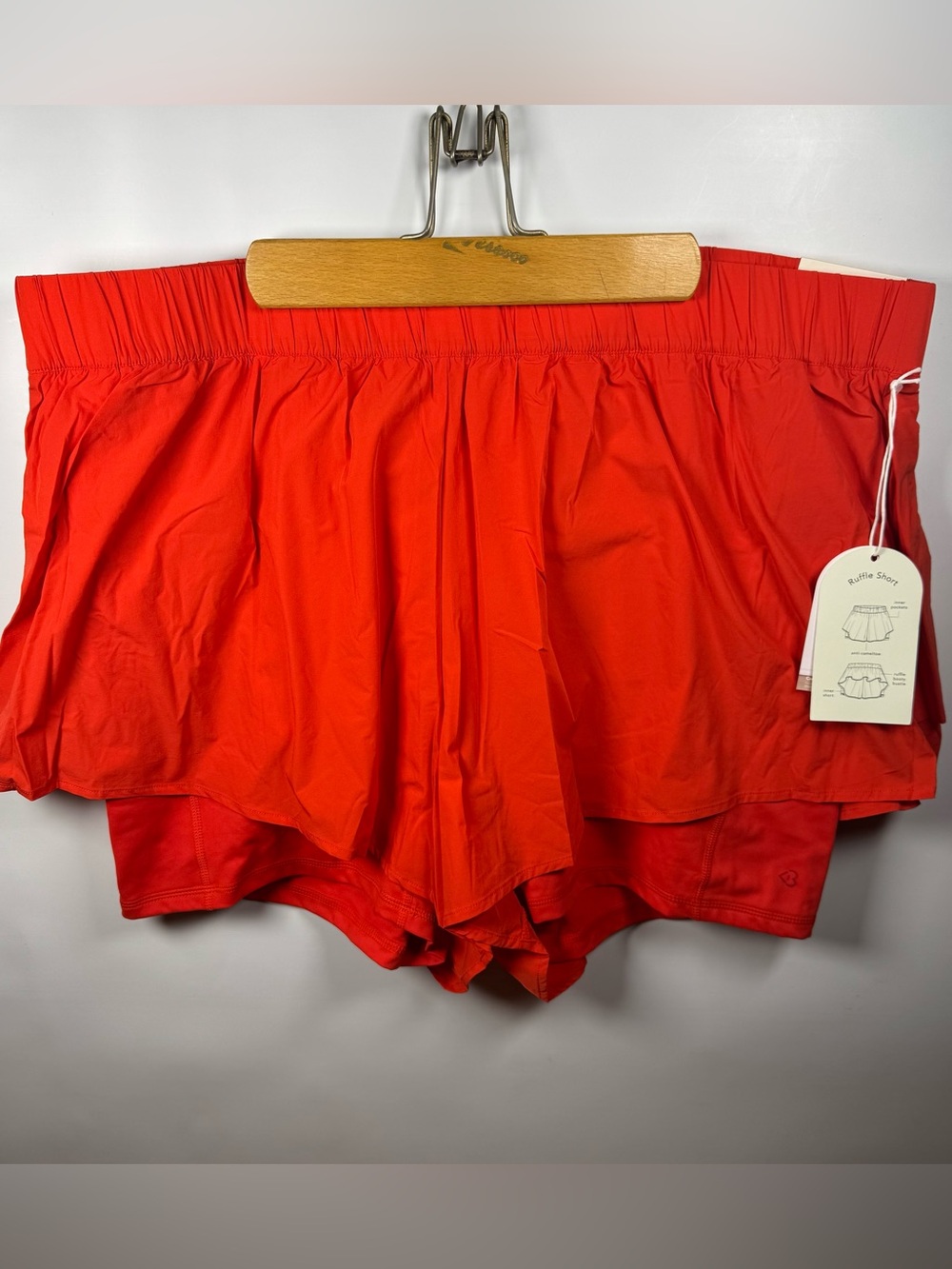Blogilates Womens Red Ruffle Shorts 3X Activewear Pilates Gym Yoga Sporty Lounge